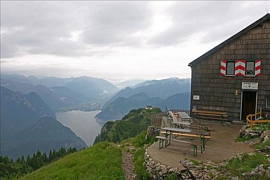 小屋,靠近,顶峰,山,上奥地利州