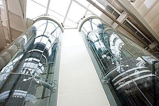 玻璃,管状,升降机,现代建筑