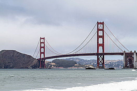 金门大桥,上方,湾,水,天空,雾状,天气,旧金山