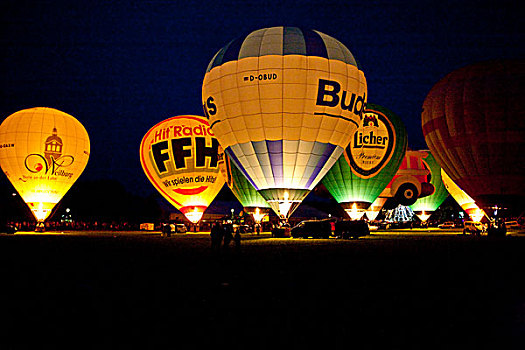 热气球,黑森州,德国,欧洲