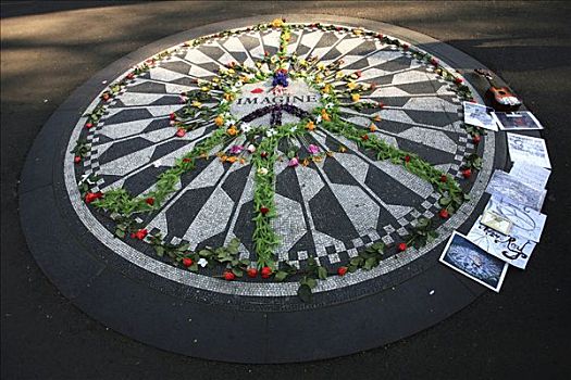 纪念,草莓,地点,中央公园,曼哈顿,纽约,美国,北美