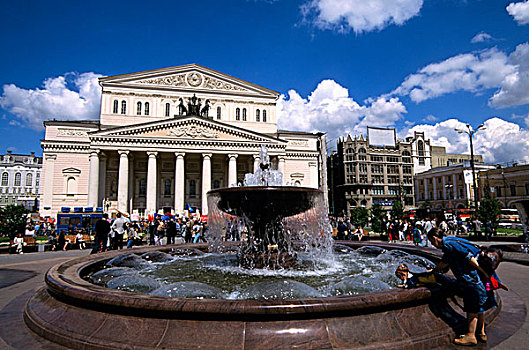 俄罗斯,莫斯科,波修瓦大剧院,喷泉