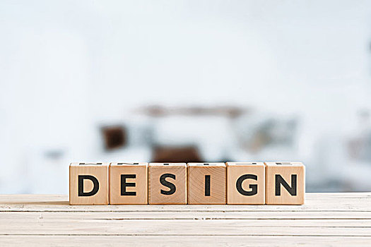设计,文字,木质,立方体,桌上
