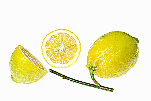 柠檬,两个,一个,一半