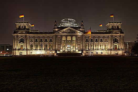 夜晚,风景,德国国会大厦,议会,柏林,德国,欧洲