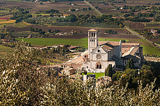 俯视,大教堂,阿西尼城,翁布里亚,意大利