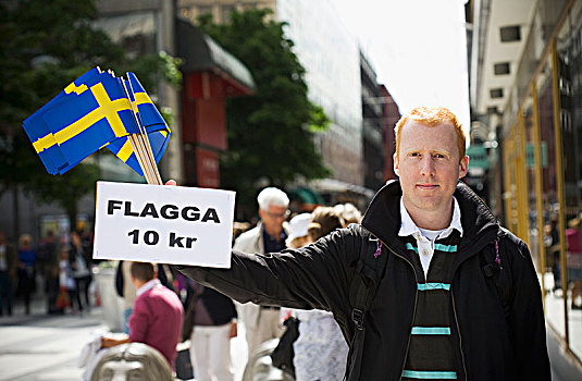 男青年,销售,瑞典人,旗帜