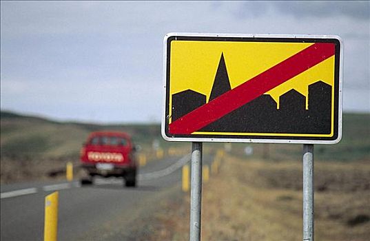 交通标志,路标,终结,城镇,冰岛,欧洲