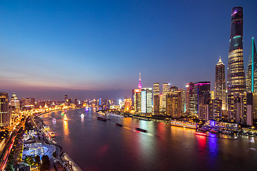 上海,黄浦江,两岸,夜景