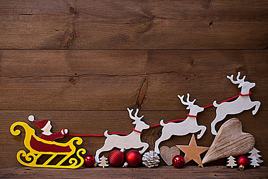 圣诞老人,雪撬,驯鹿,圣诞装饰