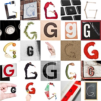 抽象拼贴画,字母g