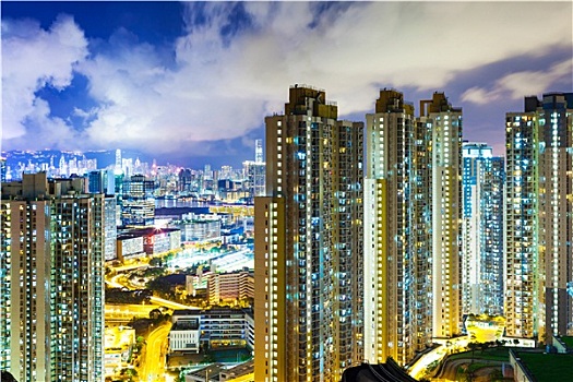 拥挤,市区,建筑,香港