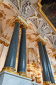 柱子,华丽,墙壁,室内,冬宫,彼得斯堡,俄罗斯