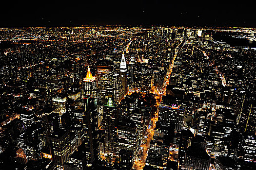 曼哈顿,风景,帝国大厦,夜晚,景色,纽约,美国,北美