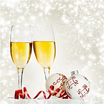 香槟,圣诞装饰,假日