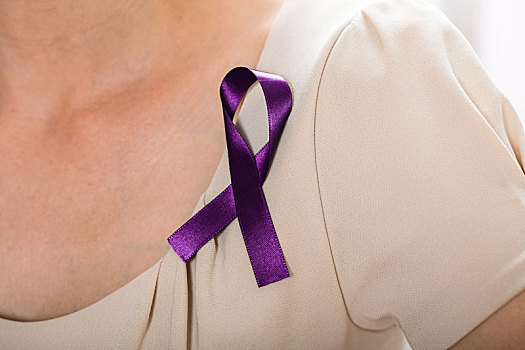 女人,紫色,带,支持,乳腺癌