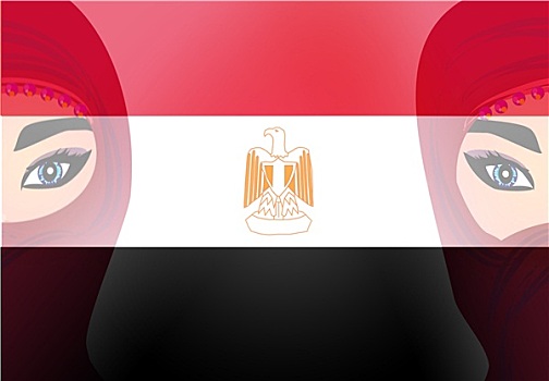女人,脸,涂绘,旗帜,埃及
