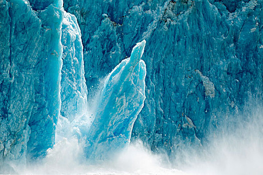 巨大,柱子,冰,脸,冰河,恩迪科特湾,东南阿拉斯加,夏天
