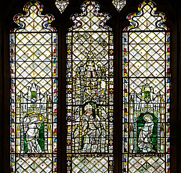 14世纪,中世纪,彩色玻璃窗,教堂,牛津大学,牛津,英格兰