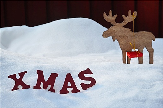 圣诞贺卡,驼鹿,礼物,雪,圣诞节