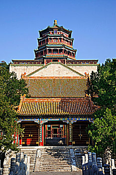 中国,北京,颐和园,佛教,芳香,亭子