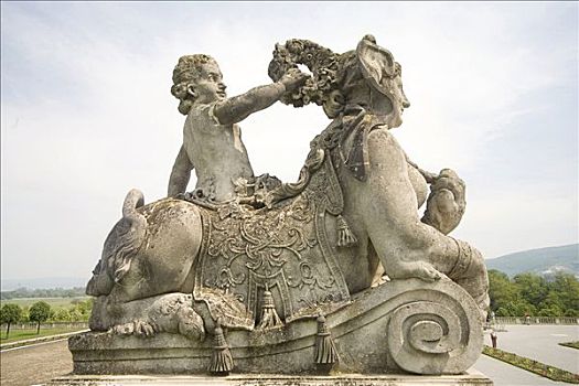 雕塑,巴洛克,皇家,节日,宫殿,下奥地利州