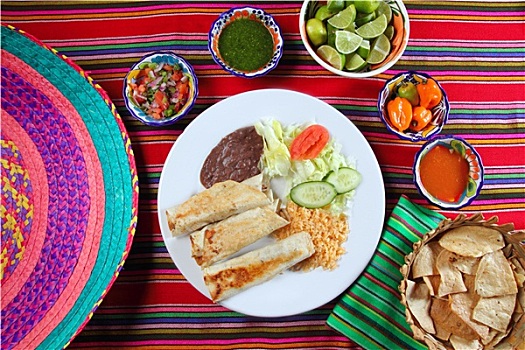 玉米煎饼,墨西哥,卷,食物,米饭沙拉