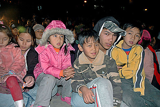 孩子,节日,拿,十一月,2007年,廷布,不丹,展示,敬意,不丹人,国王,生日