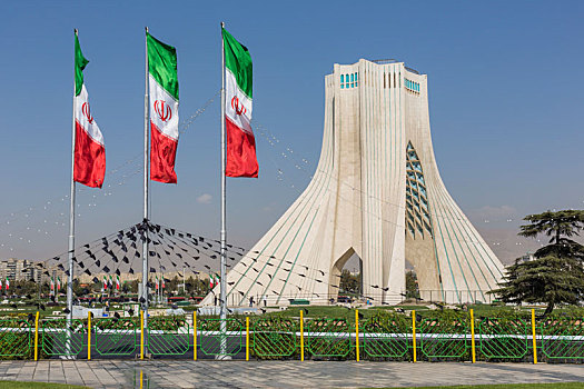 德黑兰,伊朗,十月,风景,阿扎迪塔,阿扎迪自由纪念塔,自由纪念塔,塔,一个,象征,城市