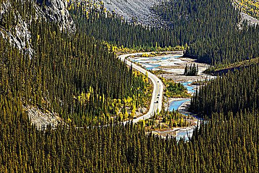 冰原大道,弯曲,碧玉国家公园,艾伯塔省,加拿大