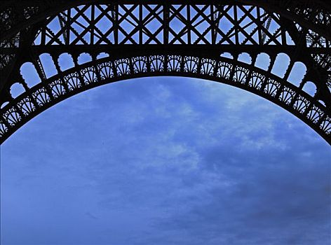 剪影,钢铁,拱形,蓝天,巴黎,法国,欧洲