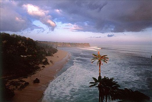 印度尼西亚,巴厘岛,海浪,海滩,黎明,条纹状