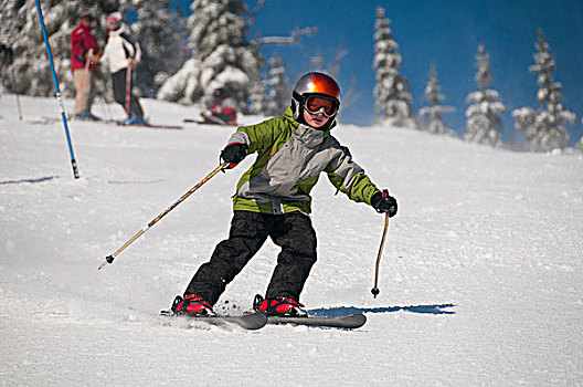 男孩,滑雪,佛蒙特州,美国