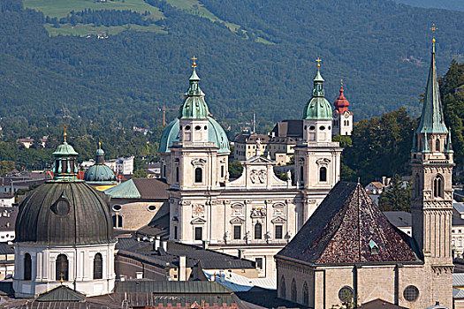 风景,城市,中心,教堂,大教堂,圣芳济修会,萨尔茨堡,奥地利,欧洲