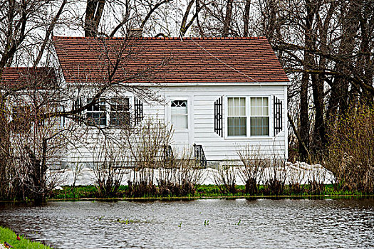 房子,河,潮水,水平,洪水,曼尼托巴,加拿大