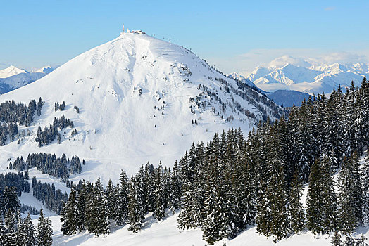 山,冬天,滑雪区,提洛尔,奥地利,欧洲