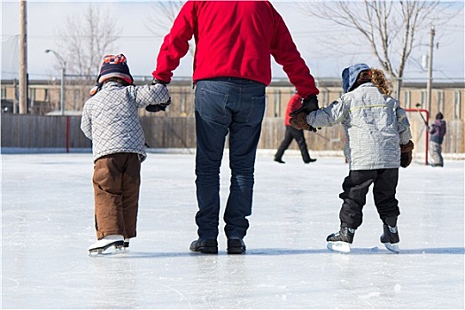 家庭,乐趣,滑冰场