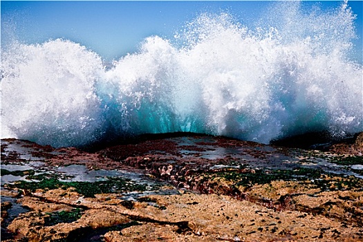 沿岸,浪花,波浪,溅,石头