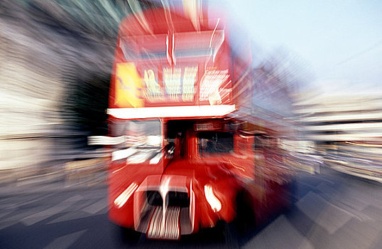 英格兰,伦敦,骑士桥街区,模糊,伦敦双层巴士,巴士,过去,相机