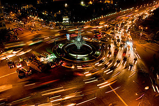 夜间,集市,区域,靠近,喷泉,圆,达卡,首都,孟加拉,十一月,2009年