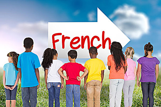 法国人,晴朗,风景,文字,小学,学生,排列
