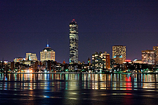 夜晚,纪念,剑桥,查尔斯河,波士顿,马萨诸塞,美国