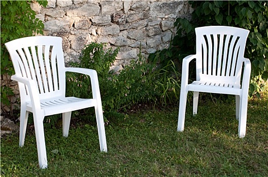 两个,空,塑料制品,椅子,花园