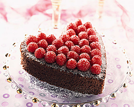 心形,巧克力,树莓蛋糕