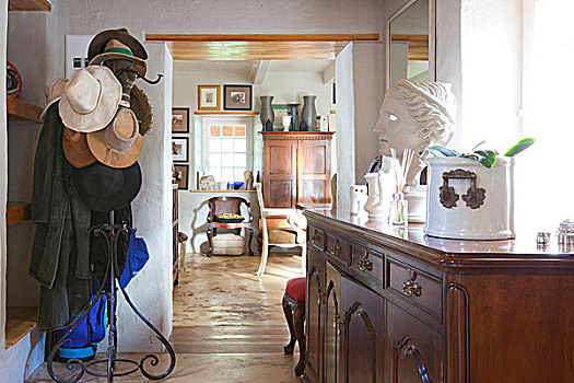门廊,帽子,站立,餐具柜,多样,装饰,南非,家