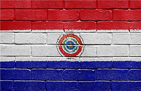 旗帜,巴拉圭,砖墙