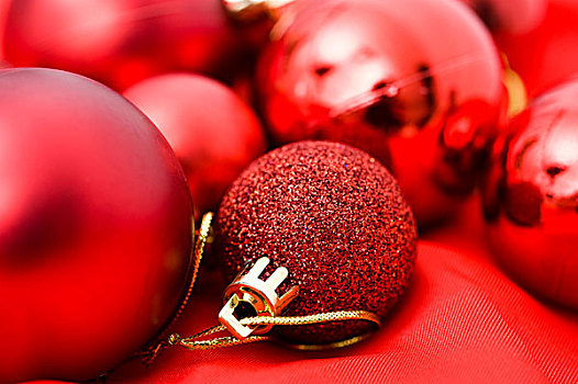背景,许多,红色,圣诞节,彩球