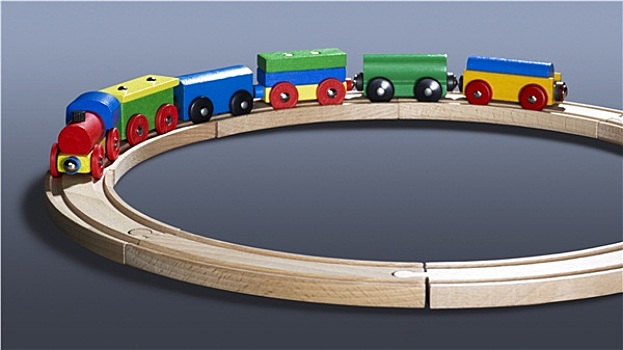 彩色,木制玩具,列车,轨道