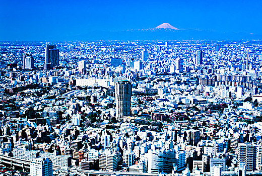 摩天大楼,山,富士山
