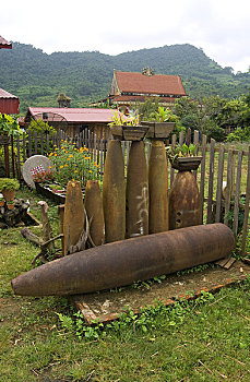 老挝,靠近,街景,爆炸,壳,越战